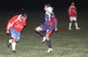 Luis Vas of Tortorella(left) headed the ball past Antonio Padilla