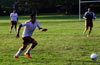 Luis Barrera of Maidstone determined to get the ball first