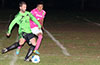 Jose Almansa of Hampton FC about to blast the ball before Josue Zurdo of FC Tuxpan can stop it