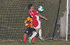 Milton Medina of FC Tuxpan watching David Rodriguez of Tortorella Pools chest traps the ball