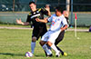 Alvaro Olaya of Hampton FC(left), Nettie Sanchez of FC Tuxpan and Wilber Hernandez of Hampton FC fighting for the ball