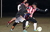 Jefferon Ramirez of Maidstone Market(left) and Carlos Portillo of Bateman Painting fighting for the ball