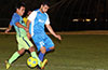 Jose Guevara of FC Tuxpan(left) and Cristian Gonzalez of Tortorella Pools fighting for the ball