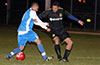 Cristian Munoz of Tortorella Pools(left) holding off Gehider Garcia of Hampton FC