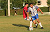 Gehider Garcia of Hampton FC(right) dribbling around Juan Zuluaga of Sag Harbor
