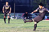 Justin Carpio of Maidstone Market blasting the ball up the field