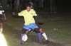 Luis Vas of Casual protecting the ball from Hector Marles of Maidstone(rear)