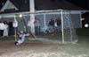 PENALTY KICK ROUND #2 Mark Hogg of the Rottweilers hitting the ball wide to the right of the goal