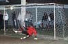 PENALTY KICK ROUND #4 Roger Quinceno of Bateman scoring the first goal on Alejandro Bolanos
