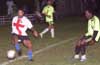 Winson Elegolda of Bateman blocking the ball from Mark Hogg of the Rottweilers(right)