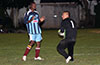Winston Reid of Bateman telling his keeper, John Cobrera to slow it down