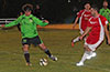 Marcial Garcia of Hampton FC passing the ball before Daniel Londono of Tortorella Pools  can block it