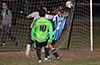 John Cobrera of Bateman Painting can not grab the ball that Martin Zuniga(#10) of Hampton FC hit into the net