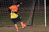 Poor marking by The Hideaway gives Mario Olaya of Maidstone an open shot into the net from a pass by Luis Correa