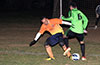 Luis Correa of Maidstone(left) and Cristian Gonzales of Hampton FC fighting for the ball