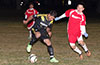 Tono Gonzales of Hampton FC protecting the ball from Esteban Uchupaille of Tortorella