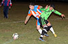 Cesar Correa of The Hideaway(rear) just went by Antonio Ibarra of Hampton FC