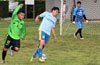 Juan Zuluaga of Bateman Painting protecting the ball from a Hampton FC forward