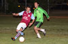 Cesar Correa(left) of Maidstone Market just too fast for Manuel Lizano of Hampton FC