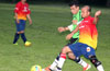 Hector Hernandez of FC Tuxpan(left) and Cristian Gonzales of Hampton FC fighting for the ball