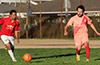 Roberto Meza of Sag Harbor(left) will get to the ball first before Nick Escalante of Maidstone Market