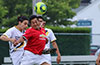 Alexis Sanchez of Sag Harbor(front) and Cristian Baros of Hampton Construction going for the ball