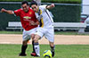 Cristian Baros of Hampton Construction just too fast for Alexis Sanchez of Sag Harbor(left)