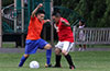 Justin Carpio of EH Soccer Fever(left) and Alexis Sanchez of Sag Harbor fighting for the ball