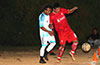 Brayan Rivera of FC Palora(left) and Eriksson Perez of Sag Harbor looking at the bal