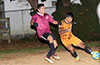Jose Gutierrez of FC Tuxpan blasting the ball past Gustavo Gutama of East Hampton SC