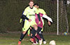 Jose Almansa of Maidstone moving the ball out of danger