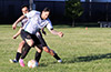 Maicol Parra of Maidstone Market protecting the ball