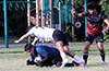 Aldo Zhagui of Suchos United saving the ball