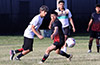 Mateo Guaman(left) of Suchos United and Santiago Solis of Liga de Gulag going for the ball