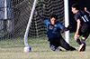 Another save made by Aldo Zhagui of Suchos United against Santiago Solis of Liga de Gulag