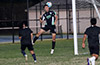 Brandon Ospina of Maidstone Market heading the ball toward Liga de Gulag